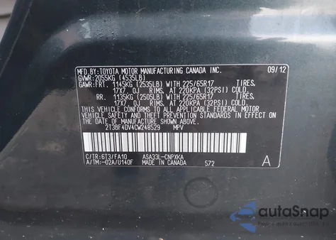 2012 Toyota Rav4 from USA, damaged, VIN 2T3BF4DV4CW248529